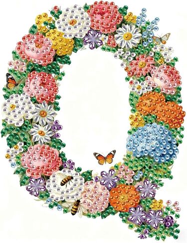 antor Floral 5D Diamond Art Kit for Adults Letter B, Blooming Monogram Diamond Painting Kit for Special Shape Canvas, DIY Crystal Rhinestones Gem Art Home Wall Decor 17x17cm in Saudi Arabia