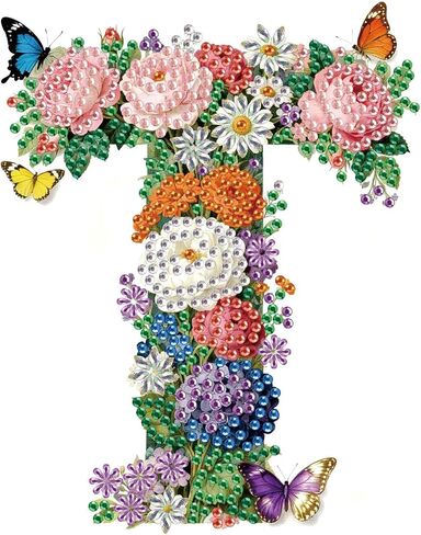 antor Floral 5D Diamond Art Kit for Adults Letter B, Blooming Monogram Diamond Painting Kit for Special Shape Canvas, DIY Crystal Rhinestones Gem Art Home Wall Decor 17x17cm in Saudi Arabia