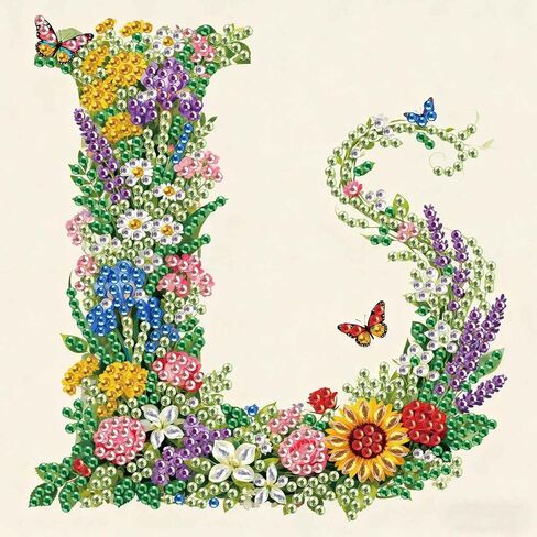 antor Floral 5D Diamond Art Kit for Adults Letter B, Blooming Monogram Diamond Painting Kit for Special Shape Canvas, DIY Crystal Rhinestones Gem Art Home Wall Decor 17x17cm in Saudi Arabia