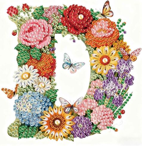 antor Floral 5D Diamond Art Kit for Adults Letter B, Blooming Monogram Diamond Painting Kit for Special Shape Canvas, DIY Crystal Rhinestones Gem Art Home Wall Decor 17x17cm in Saudi Arabia
