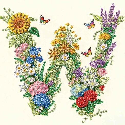 antor Floral 5D Diamond Art Kit for Adults Letter B, Blooming Monogram Diamond Painting Kit for Special Shape Canvas, DIY Crystal Rhinestones Gem Art Home Wall Decor 17x17cm in Saudi Arabia