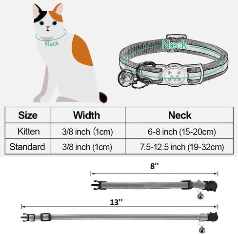 4 Pack Reflective Cat Collar Breakaway with Bell, Safety Buckle Kitten Collar, Breakaway Cat Collars,Adjustable 7.5''-12.5'' Pet Collar Pet Supplies(Multicolor) in Saudi Arabia