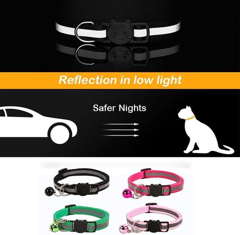 4 Pack Reflective Cat Collar Breakaway with Bell, Safety Buckle Kitten Collar, Breakaway Cat Collars,Adjustable 7.5''-12.5'' Pet Collar Pet Supplies(Multicolor) in Saudi Arabia