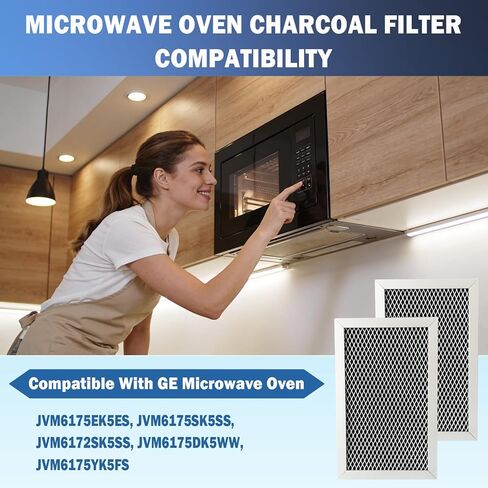 2 Pack Microwave Charcoal Filter Fit for GE JVM6175EK5ES, JVM6175SK5SS, JVM6172SK5SS, JVM6175DK5WW, JVM6175YK5FS Microwave Replacement Part in Saudi Arabia