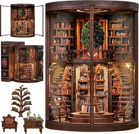 مجموعة Book Nook للبالغين من Booknook DIY Miniature Library Decor Fantasy 3D Puzzle in Kuwait