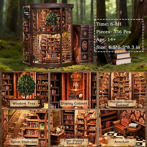 مجموعة Book Nook للبالغين من Booknook DIY Miniature Library Decor Fantasy 3D Puzzle in Kuwait