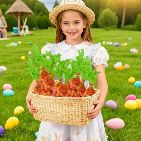 100 مجموعة من أكياس حلوى عيد الفصح والجزر، وأكياس السيلوفان المخروطية لحلوى عيد الفصح، وأكياس الهدايا البرتقالية، وأكياس الهدايا البلاستيكية مع أربطة ملتوية للبسكويت، والحلوى، والفشار، وسلال الهدايا، ومستلزمات حفلات أرنب المهرجانات in Kuwait