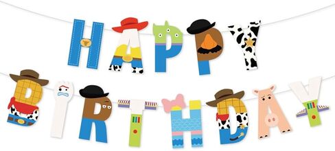 Cartoon Toy Birthday Banner And Garland - Decorative Items For Cartoon Story Party - Theme: Cowboys And Space Heroes - Reusable Party Banner - Indoor And Outdoor Decoration Items in Saudi Arabia
