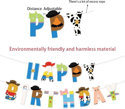 Cartoon Toy Birthday Banner And Garland - Decorative Items For Cartoon Story Party - Theme: Cowboys And Space Heroes - Reusable Party Banner - Indoor And Outdoor Decoration Items in Saudi Arabia