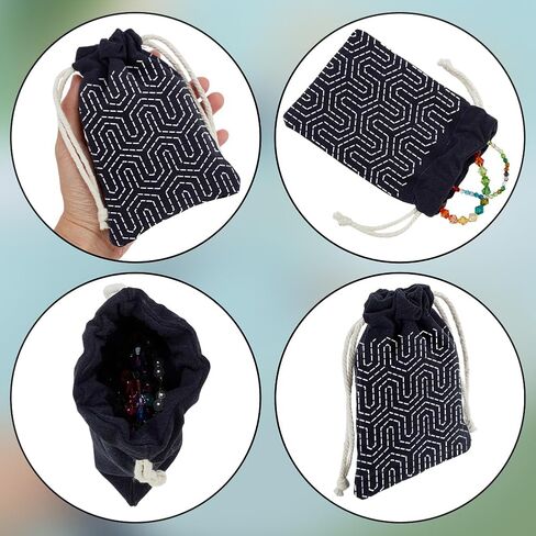 FREEBLOSS 3 Set Sashiko Drawstring Bag Kit Sashiko Embroidery for Beginners Full Embroidery Kit Includes Sewing Thread, Needles, Fabric, Thimble Hand Sewing Kits with PET Template in Saudi Arabia
