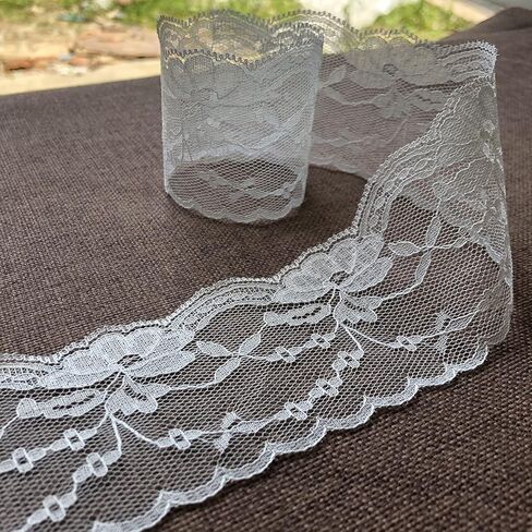 White Lace Ribbon 6 Styles Mixed Non-Elastic Trim Lace for Bridal Wedding Decorations, Sewing DIY Making and DIY Crafts-30 Yards (6sn-White) in Saudi Arabia