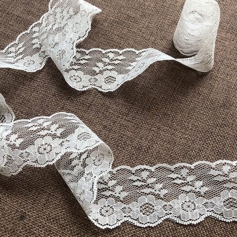 White Lace Ribbon 6 Styles Mixed Non-Elastic Trim Lace for Bridal Wedding Decorations, Sewing DIY Making and DIY Crafts-30 Yards (6sn-White) in Saudi Arabia