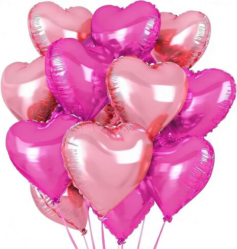 بالونات القلب الوردي، بالونات عيد الحب، 20 قطعة 18 بوصة على شكل قلب، بالونات مايلر من رقائق الفويل باللون الوردي الفاتح والوردي الساخن لحفلات عيد الحب، والذكرى السنوية، وديكورات الزفاف in Kuwait