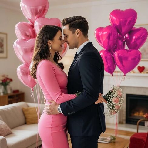 بالونات القلب الوردي، بالونات عيد الحب، 20 قطعة 18 بوصة على شكل قلب، بالونات مايلر من رقائق الفويل باللون الوردي الفاتح والوردي الساخن لحفلات عيد الحب، والذكرى السنوية، وديكورات الزفاف in Kuwait