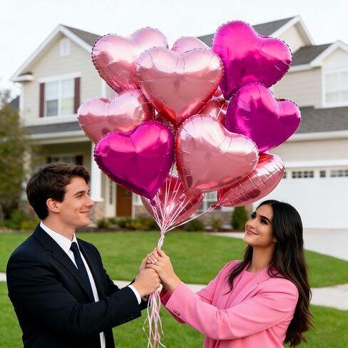بالونات القلب الوردي، بالونات عيد الحب، 20 قطعة 18 بوصة على شكل قلب، بالونات مايلر من رقائق الفويل باللون الوردي الفاتح والوردي الساخن لحفلات عيد الحب، والذكرى السنوية، وديكورات الزفاف in Kuwait