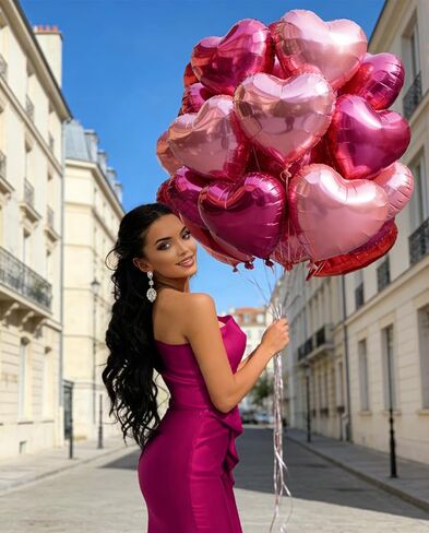 بالونات القلب الوردي، بالونات عيد الحب، 20 قطعة 18 بوصة على شكل قلب، بالونات مايلر من رقائق الفويل باللون الوردي الفاتح والوردي الساخن لحفلات عيد الحب، والذكرى السنوية، وديكورات الزفاف in Kuwait