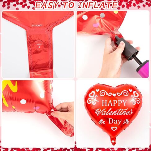 36 Pieces Heart Balloons, Happy Red Valentines Day Balloons, I Love You Foil Mylar Balloon for Special Night Party Decorations in Kuwait