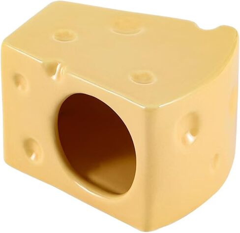 منزل الهامستر السيراميكي للحيوانات الأليفة على شكل كهف هامستر لطيف على شكل جبن، بيوت حيوانات صغيرة وموائل للفئران والجربوع والقوارض أو غيرها من الحيوانات الأليفة الصغيرة in Kuwait