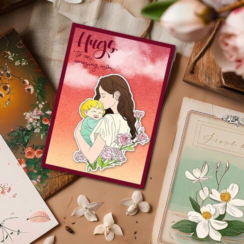 Arbuya Mothers Day Sentiment Clear Stamps for Handmade Cards - Mom Day Verses Rubber Stamps for Scrapbook Gift Tags Notebook Decor Paper Craft Supplies in Saudi Arabia