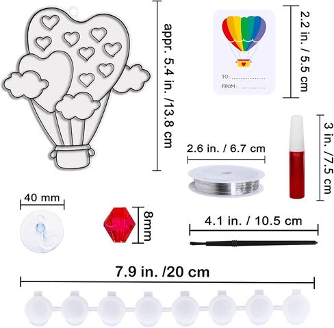 Winlyn 24 Sets Heart Hot Air Balloon Suncatchers Ornaments Decorations DIY Window Paint Art Craft Kits Sun Catcher Painting Kit for Kids Valentine's Day Classroom Activities Party Favors Gift Exchange in Saudi Arabia