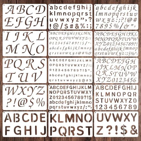 Ouligay 15 PCS 1/2, 3/4, 1, 2 Inch Letter Stencils for Painting Reusable Plastic Alphabet Number Stencils Small Lettering Stencils for Crafts Art Projects Scrapbook Home Decor in Saudi Arabia