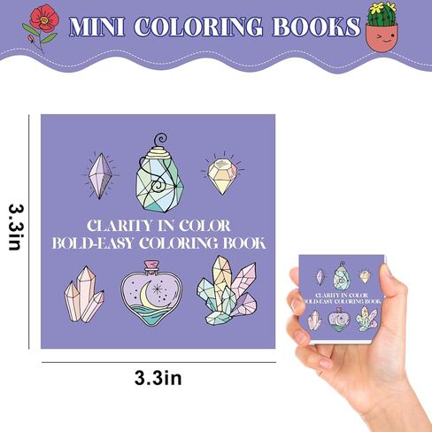 EggSun 3Pack 50 Pages Mini Coloring Books Pocket Size 3x3 inches Pocket Size Small Gifts for Kids Men Women Teen,Classroom Activity Travel Creating Birthday Party Favors (3Pack-Plants Crystal Datura) in Saudi Arabia