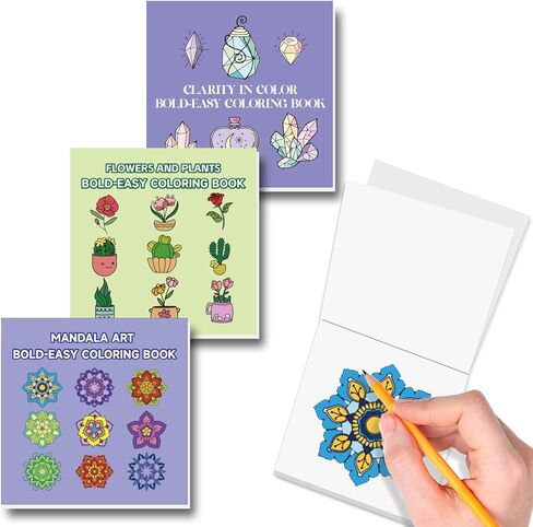 EggSun 3Pack 50 Pages Mini Coloring Books Pocket Size 3x3 inches Pocket Size Small Gifts for Kids Men Women Teen,Classroom Activity Travel Creating Birthday Party Favors (3Pack-Plants Crystal Datura) in Saudi Arabia