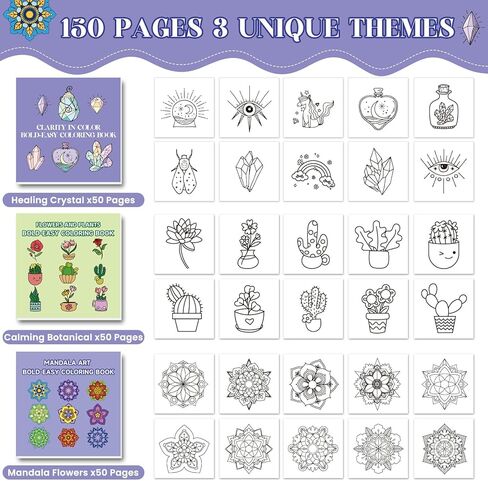 EggSun 3Pack 50 Pages Mini Coloring Books Pocket Size 3x3 inches Pocket Size Small Gifts for Kids Men Women Teen,Classroom Activity Travel Creating Birthday Party Favors (3Pack-Plants Crystal Datura) in Saudi Arabia