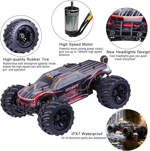 JLBRACIGRC 1/10 RTR سيارات RC سريعة بدون فرش للبالغين، بحد أقصى 80+ كم/ساعة شاحنة الوحش الكهربائية على الطرق الوعرة، سيارة تحكم عن بعد عالية السرعة مقاومة للماء، شاحنة RC 4x4 جميع التضاريس على الطرق الوعرة هدية in Saudi Arabia