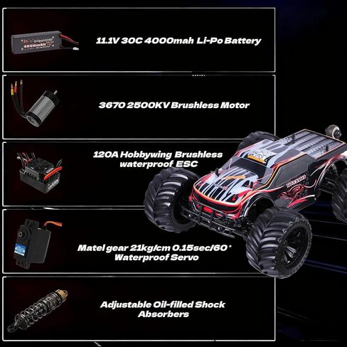 JLBRACIGRC 1/10 RTR سيارات RC سريعة بدون فرش للبالغين، بحد أقصى 80+ كم/ساعة شاحنة الوحش الكهربائية على الطرق الوعرة، سيارة تحكم عن بعد عالية السرعة مقاومة للماء، شاحنة RC 4x4 جميع التضاريس على الطرق الوعرة هدية in Saudi Arabia
