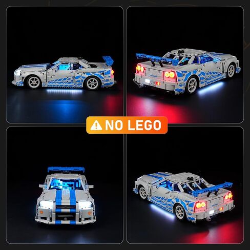 ضوء LED LIGHTAILING لسيارة Lego-42210 2-Fast-2 Furious Nissan Skyline GT-R (R34) - إصدار عيد الحب - سهل التركيب، أسلاك مخفية، ديكور منزلي وجاهز للهدايا (الطراز غير متضمن) in Kuwait