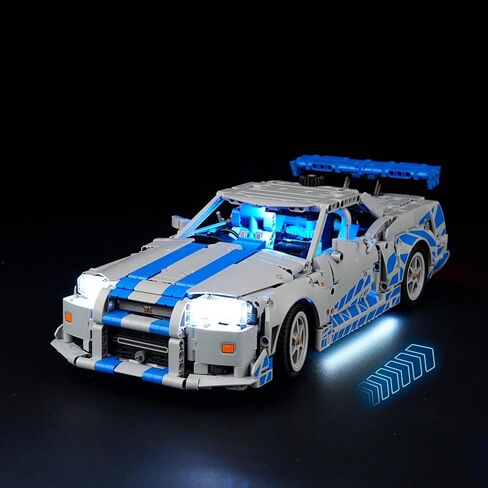 ضوء LED LIGHTAILING لسيارة Lego-42210 2-Fast-2 Furious Nissan Skyline GT-R (R34) - إصدار عيد الحب - سهل التركيب، أسلاك مخفية، ديكور منزلي وجاهز للهدايا (الطراز غير متضمن) in Kuwait