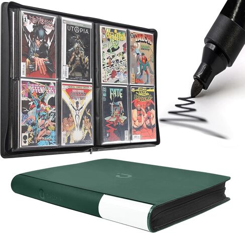 غلاف D DACCKIT Premium Comic Binder - يحمل 96 كاريكاتير، ألبوم كتب هزلية بأكمام يناسب القصص المصورة العادية والقصص المصورة المعبأة والمغلفة (الموديل C، أسود كلاسيكي) in Kuwait