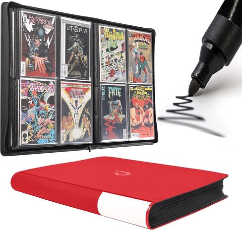 غلاف D DACCKIT Premium Comic Binder - يحمل 96 كاريكاتير، ألبوم كتب هزلية بأكمام يناسب القصص المصورة العادية والقصص المصورة المعبأة والمغلفة (الموديل C، أسود كلاسيكي) in Kuwait