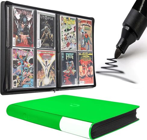 غلاف D DACCKIT Premium Comic Binder - يحمل 96 كاريكاتير، ألبوم كتب هزلية بأكمام يناسب القصص المصورة العادية والقصص المصورة المعبأة والمغلفة (الموديل C، أسود كلاسيكي) in Kuwait