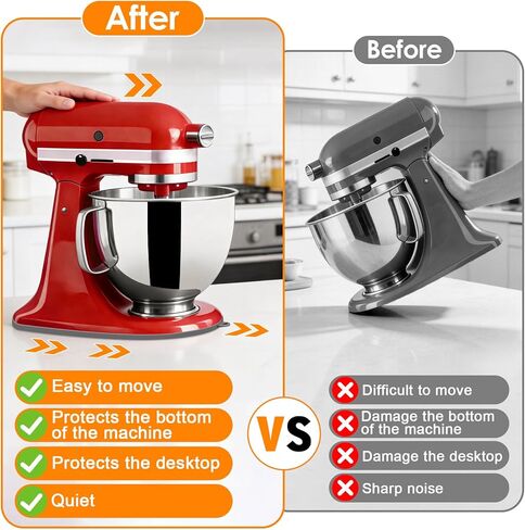 منزلق خلاط سيليكون من Dreamtop لخلاطات KitchenAid 4.5-5 Qt - حصيرة منزلقة شديدة التحمل، محرك أجهزة المطبخ غير قابل للانزلاق مع تقنية الانزلاق السلس (رمادي) in Kuwait