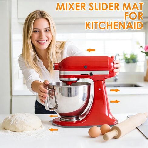 منزلق خلاط سيليكون من Dreamtop لخلاطات KitchenAid 4.5-5 Qt - حصيرة منزلقة شديدة التحمل، محرك أجهزة المطبخ غير قابل للانزلاق مع تقنية الانزلاق السلس (رمادي) in Kuwait