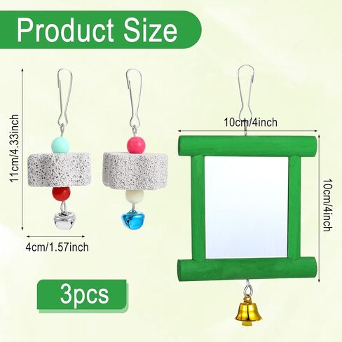 ألعاب مرآة الدجاج مع أجراس، مرآة متأرجحة معلقة، لعبة النقر الخشبية، أحجار المولي لطحن المنقار للدجاج والطيور والببغاوات والإكسيليفون ولعبة سيباك تاكرو in Kuwait