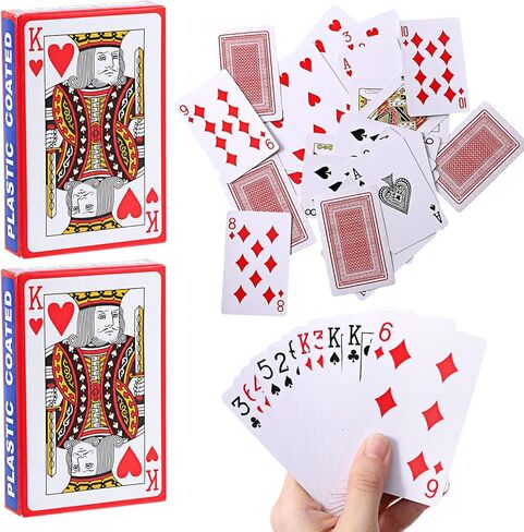 بطاقات لعب كبيرة من Ouligay مكونة من قطعتين من بطاقات البوكر الحمراء لألعاب Texas Holdem Poker Go Fish والمزيد من ألعاب الورق، مجموعة بطاقات اللعب، مفضلة للحفلات للأولاد والبنات، 2.3 بوصة × 3.3 بوصة in Saudi Arabia