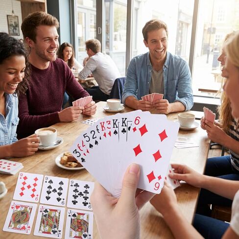 بطاقات لعب كبيرة من Ouligay مكونة من قطعتين من بطاقات البوكر الحمراء لألعاب Texas Holdem Poker Go Fish والمزيد من ألعاب الورق، مجموعة بطاقات اللعب، مفضلة للحفلات للأولاد والبنات، 2.3 بوصة × 3.3 بوصة in Saudi Arabia