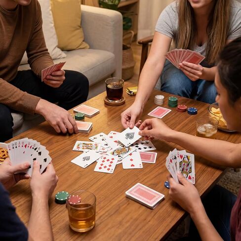 بطاقات لعب كبيرة من Ouligay مكونة من قطعتين من بطاقات البوكر الحمراء لألعاب Texas Holdem Poker Go Fish والمزيد من ألعاب الورق، مجموعة بطاقات اللعب، مفضلة للحفلات للأولاد والبنات، 2.3 بوصة × 3.3 بوصة in Saudi Arabia