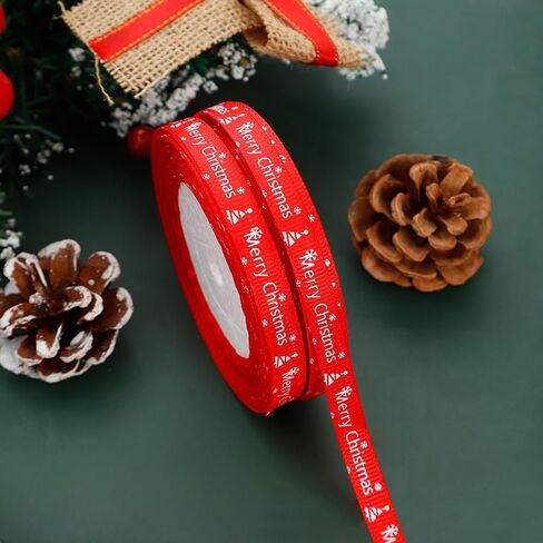 22 Yards Christmas Ribbon for Gift Wrapping 0.4 Inch Christmas Grosgrain Ribbon,Christmas Ribbon for Crafts DIY Holiday Christmas Decorations in Saudi Arabia