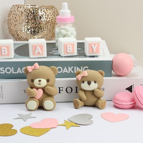 قبعات كعكة الدب، كرات إسفنجية لزجاجة الحليب ثلاثية الأبعاد على شكل دب صغير، 48 قطعة من أعلى الكعكة لتزيين حفلات أعياد الميلاد، بوهو ميني يكشف عن الجنس (وردي) in Kuwait