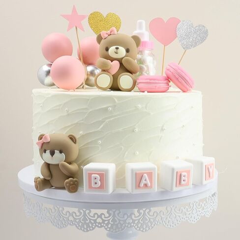 قبعات كعكة الدب، كرات إسفنجية لزجاجة الحليب ثلاثية الأبعاد على شكل دب صغير، 48 قطعة من أعلى الكعكة لتزيين حفلات أعياد الميلاد، بوهو ميني يكشف عن الجنس (وردي) in Kuwait