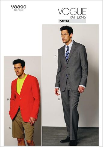 VOGUE PATTERNS V8890 Men's Jacket/Shorts and Pants Sewing Template, Size MXX (40-42-44-46) in Saudi Arabia