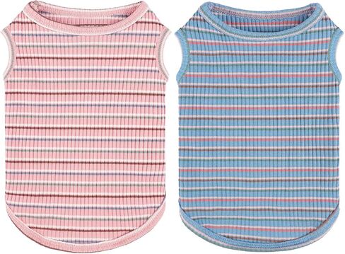 Sebaoyu 2Pack Dog Shirt Vest Waffle for Small Dogs, Soft Breathable Tank Top Boy Girl Dog T-Shirts, Puppy Sleeveless Lightweight Vests Small Puppy Sweatshirt Pet Cat Outfit(Blue+Purple,M) in Saudi Arabia