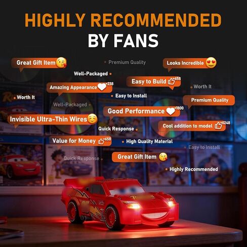 ضوء LED LIGHTAILING لـ Lego-77255 Lightning McQueen - سهل التركيب، أسلاك مخفية، ديكور منزلي وجاهز للهدايا (النموذج غير متضمن) in Kuwait