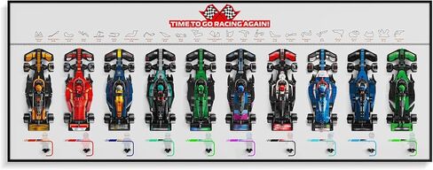 Display Wallboard for Lego F1 Speed Champions 66802 - Wall Mount Frame for 10 Race Cars 77242-77251, Transform Model into Wall Art - Great Gift for Fans & Collectors (White, No Model Included) in Kuwait