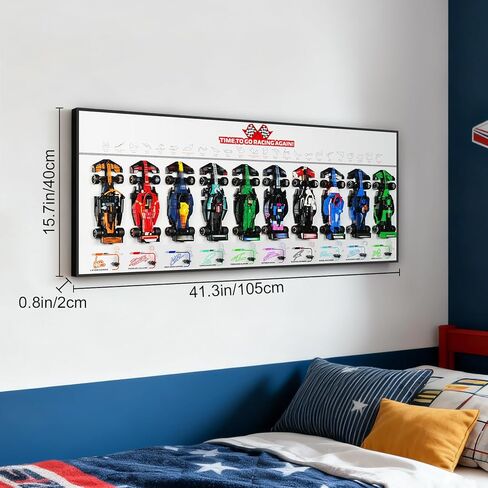 Display Wallboard for Lego F1 Speed Champions 66802 - Wall Mount Frame for 10 Race Cars 77242-77251, Transform Model into Wall Art - Great Gift for Fans & Collectors (White, No Model Included) in Kuwait