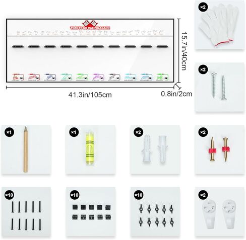 Display Wallboard for Lego F1 Speed Champions 66802 - Wall Mount Frame for 10 Race Cars 77242-77251, Transform Model into Wall Art - Great Gift for Fans & Collectors (White, No Model Included) in Kuwait